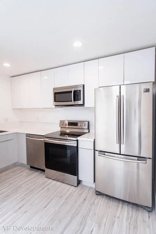 Modern kitchen with stainless steel appliances and sleek cabinetry. (photo 2 of 19)