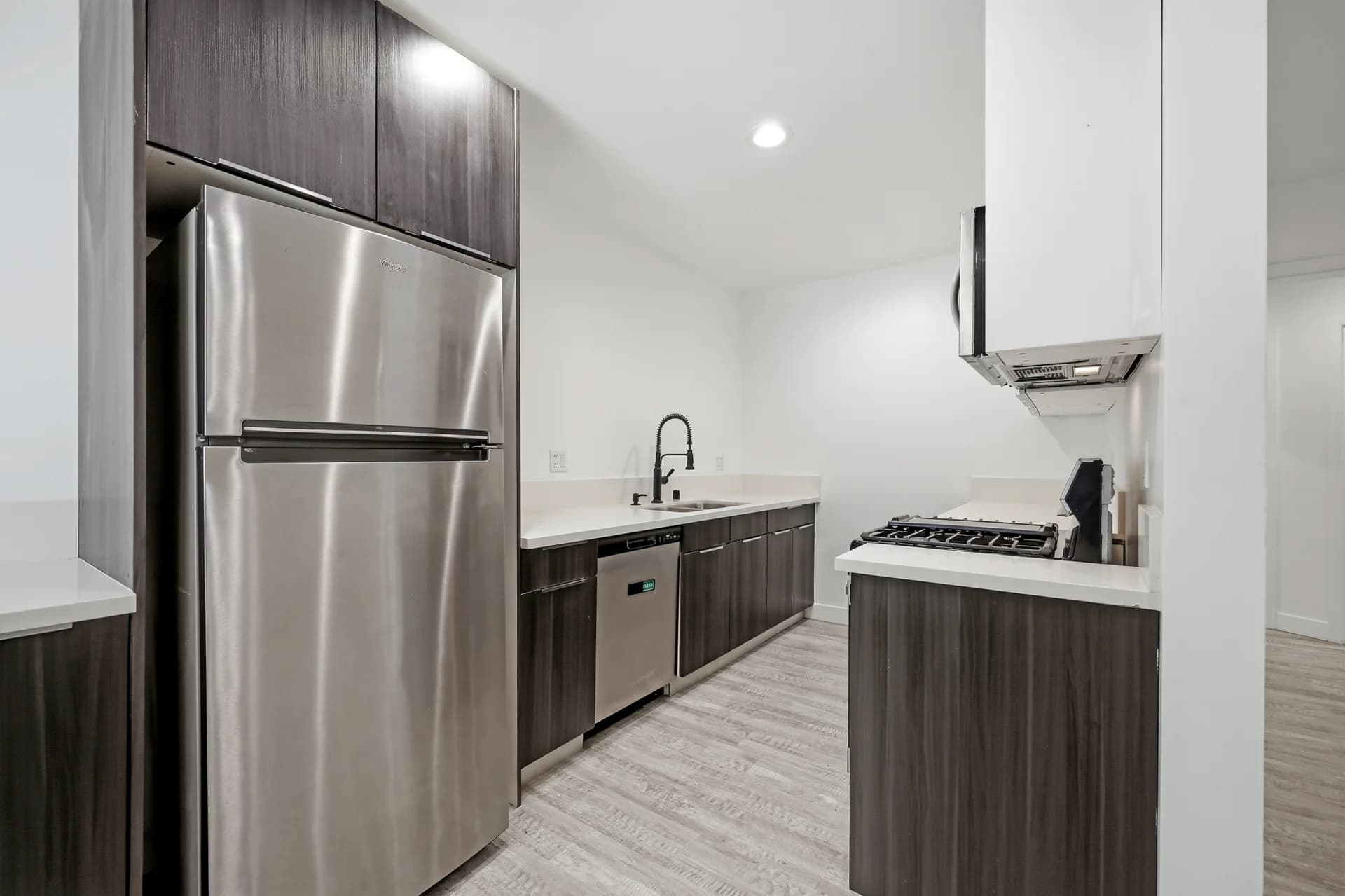 Spacious New Two Bedroom | Modern Designer Cabinetry, Quartz Countertops, Stainless-Steel Appliances, Refrigerator, Range w/ Oven, Microwave, Open Kitchen Space Layout | Hip Glassell Park & Atwater Village | Los Angeles Re-Defining Modern Living | — photo 1